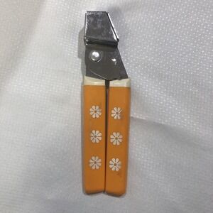 Vintage 1970's Travco Garlic Press Orange Boho Groovy Flowers Daisies Super Cute